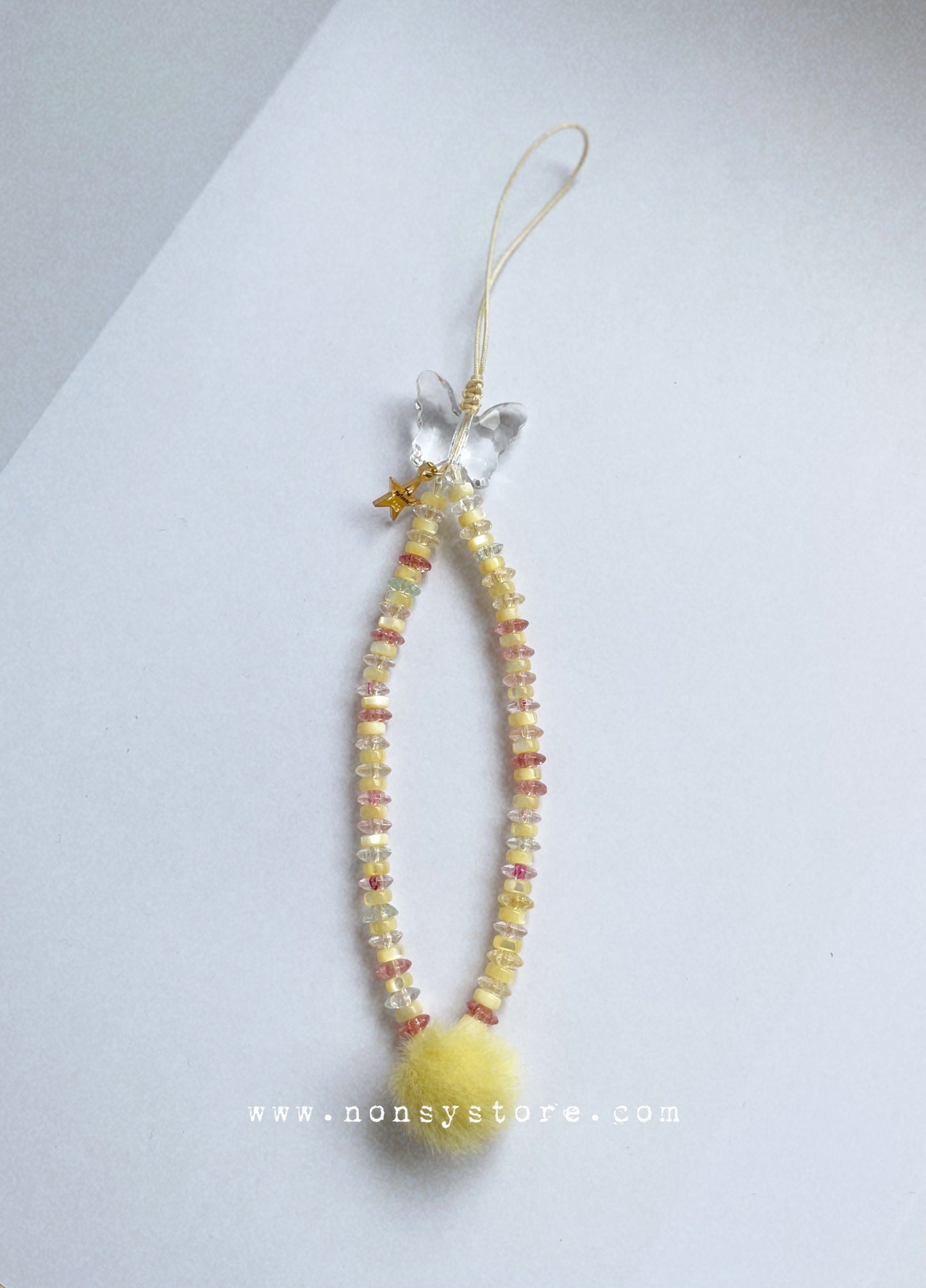 Lemon Butterfly Phone Charm - w/ Yellow Furball