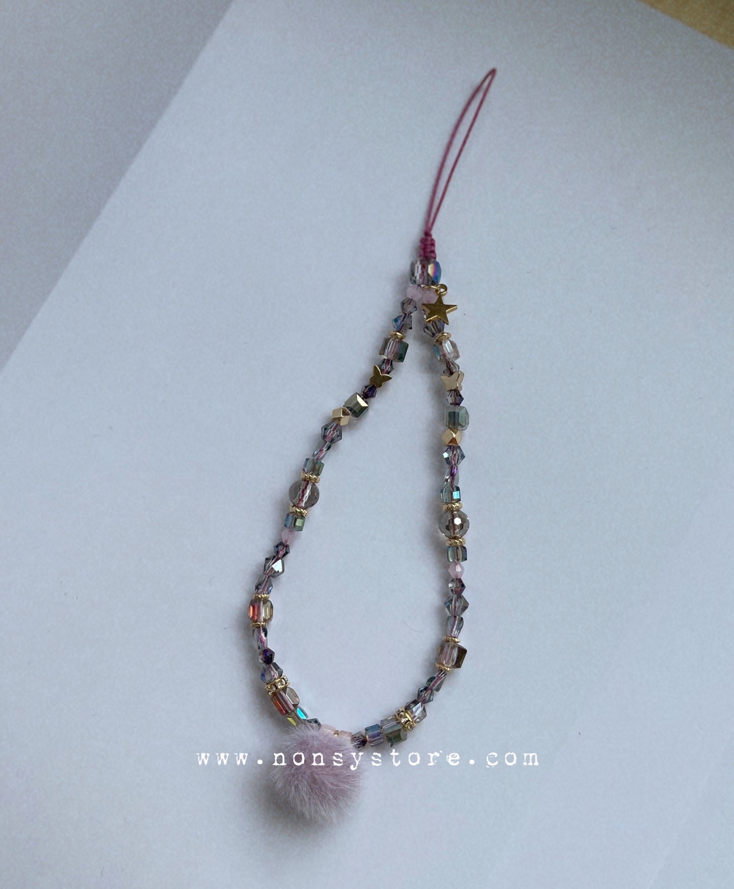 Purple Crystal Butterfly Phone Charm – w/ Furball