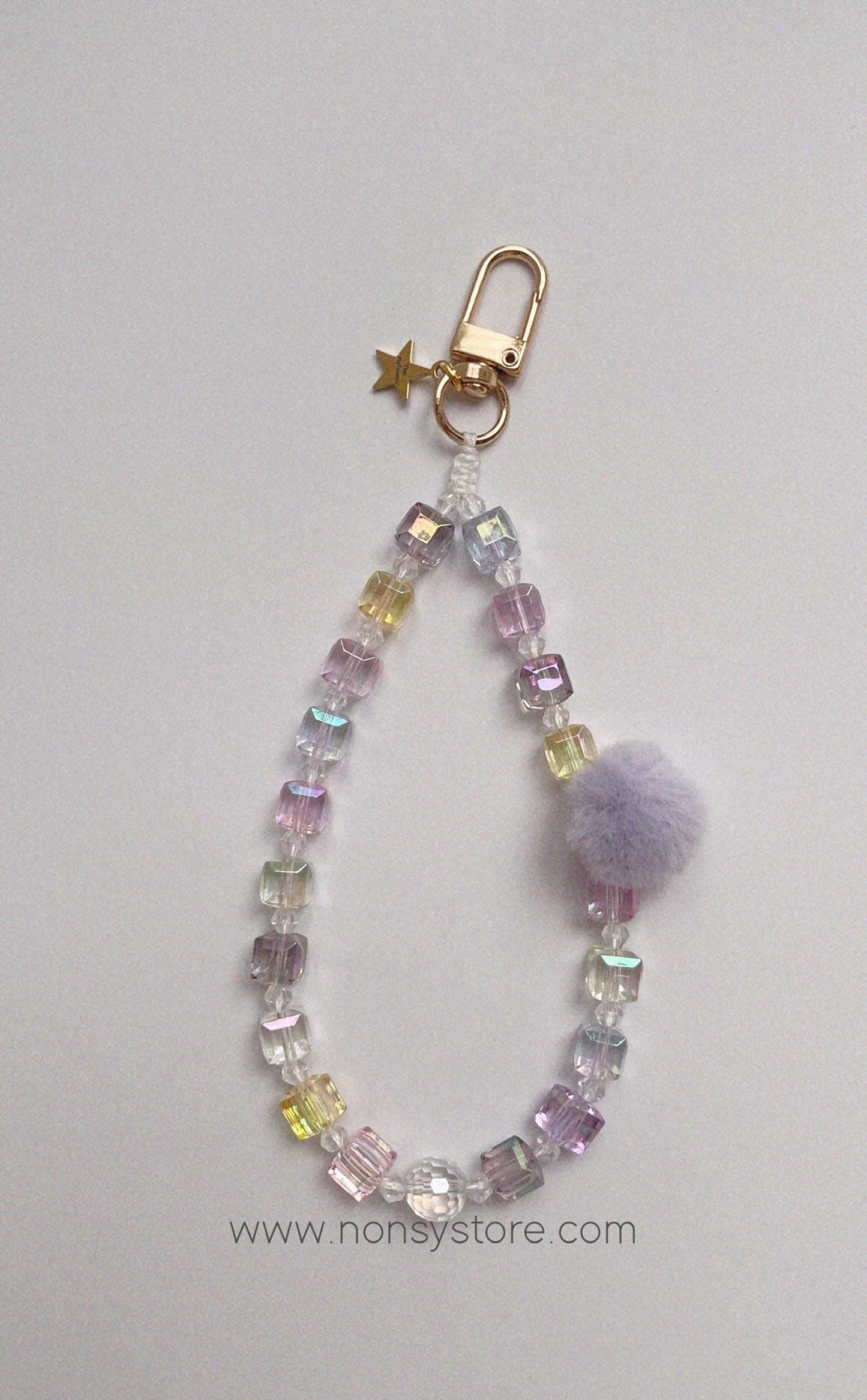 Pastel Crystal Phone Charm – w/ Furball