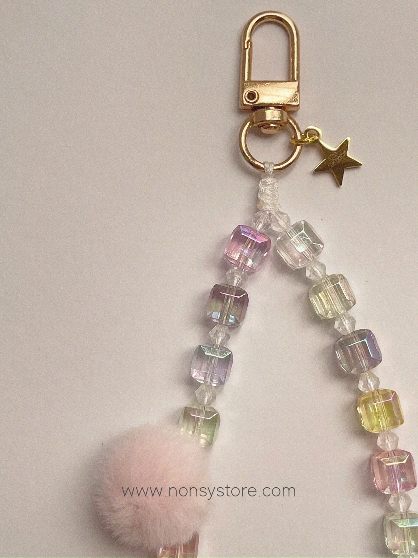Pastel Crystal Phone Charm – w/ Furball