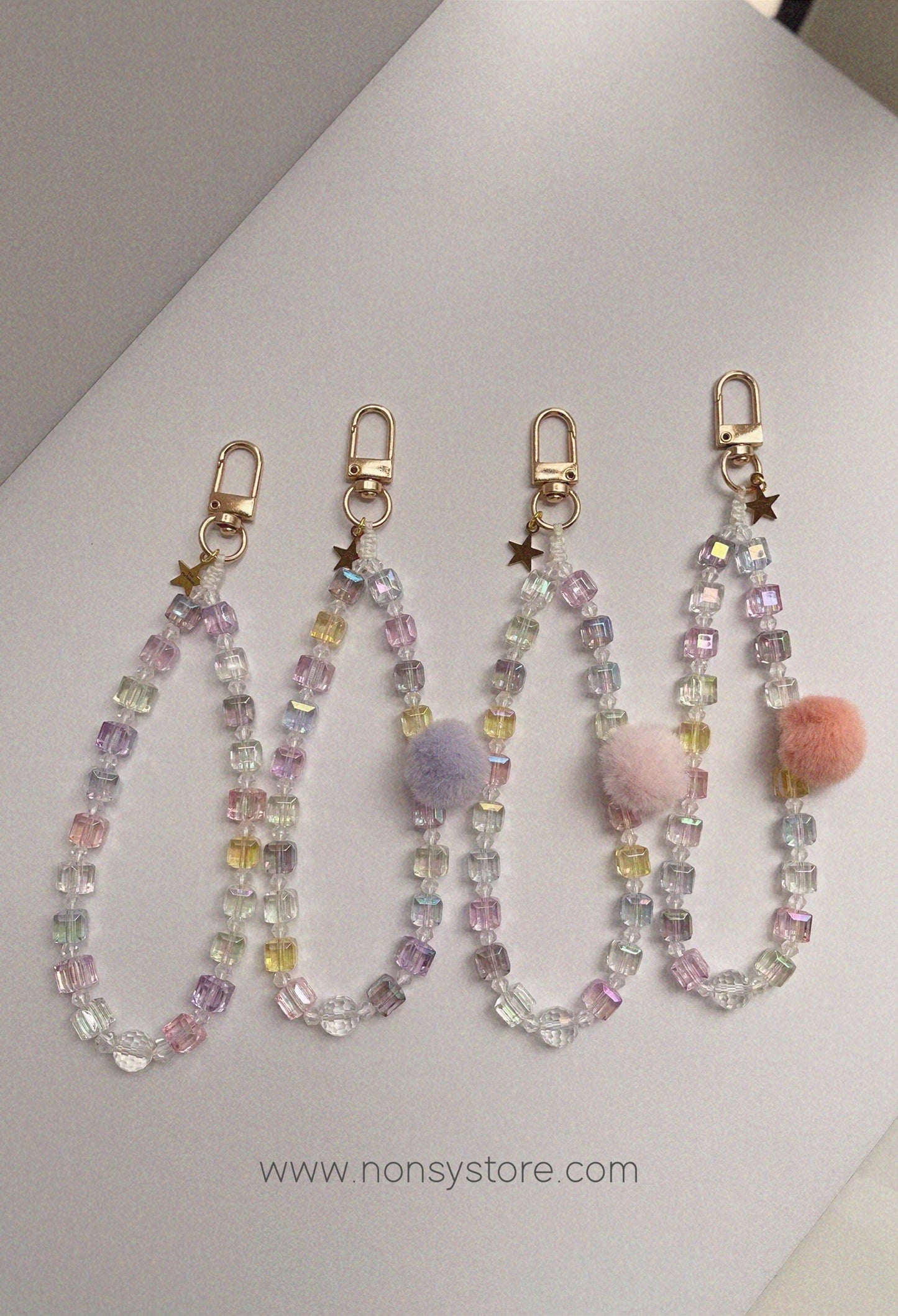 Pastel Crystal Phone Charm – w/ Furball