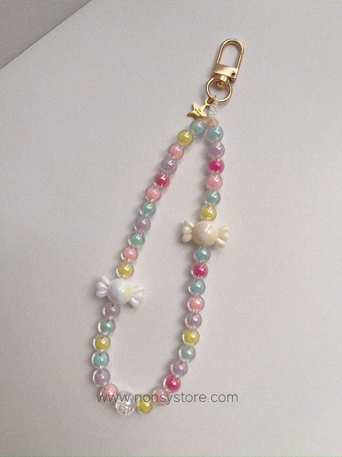 Pastel Candy Beaded Wristlet & Phone Charm