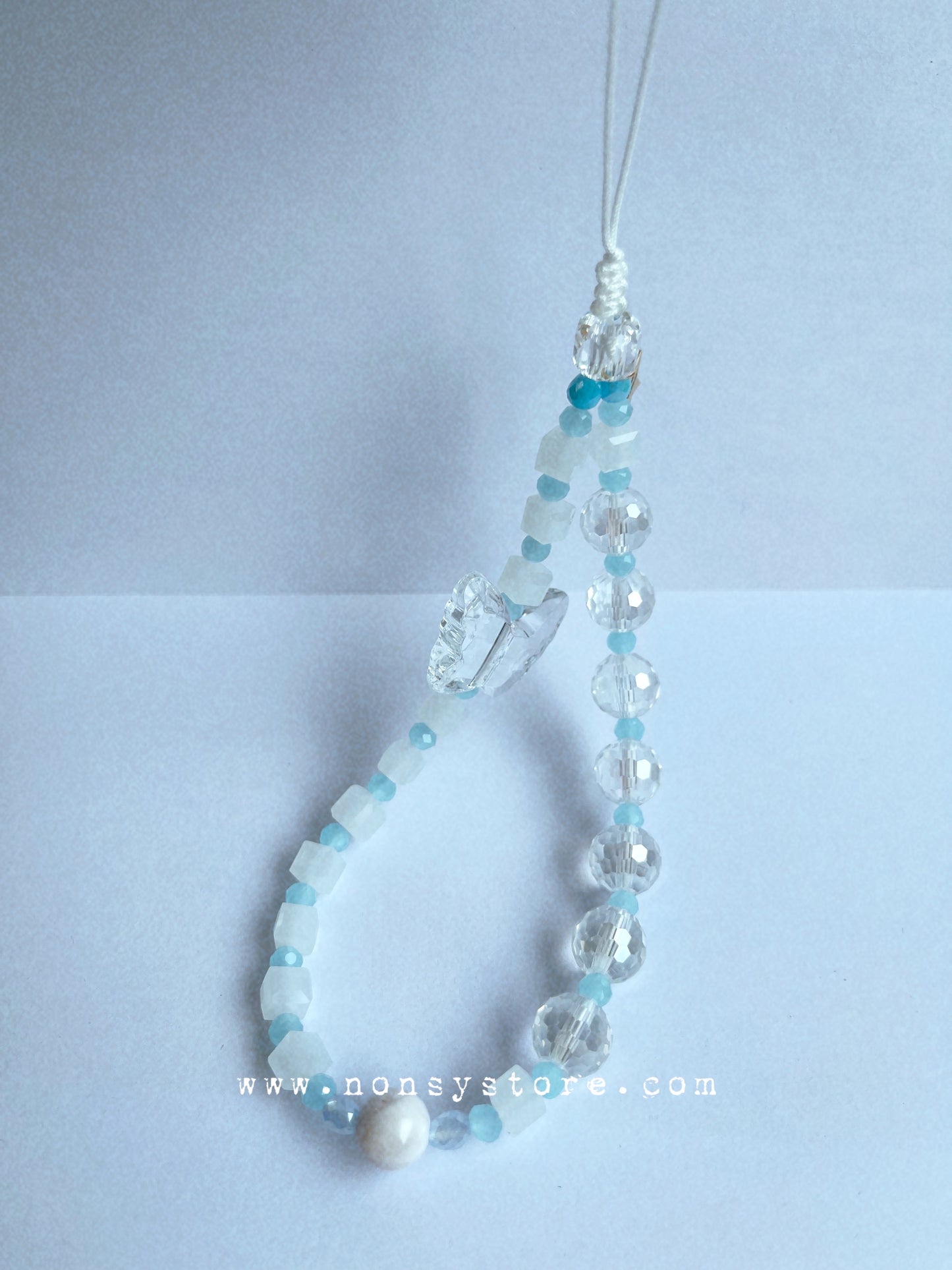 Aqua Crystal Dream Butterfly Phone Charm