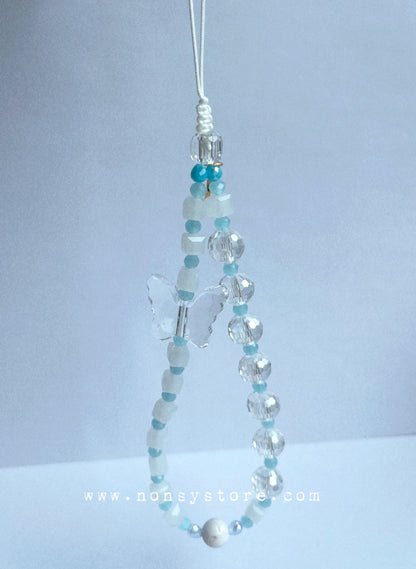 Aqua Crystal Dream Butterfly Phone Charm