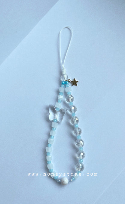 Aqua Crystal Dream Butterfly Phone Charm