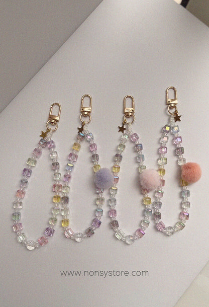 Pastel Crystal Phone Charm – w/ Furball